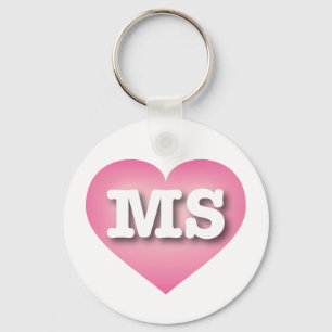Mississippi Pink Fade Heart - I love MS Keychain