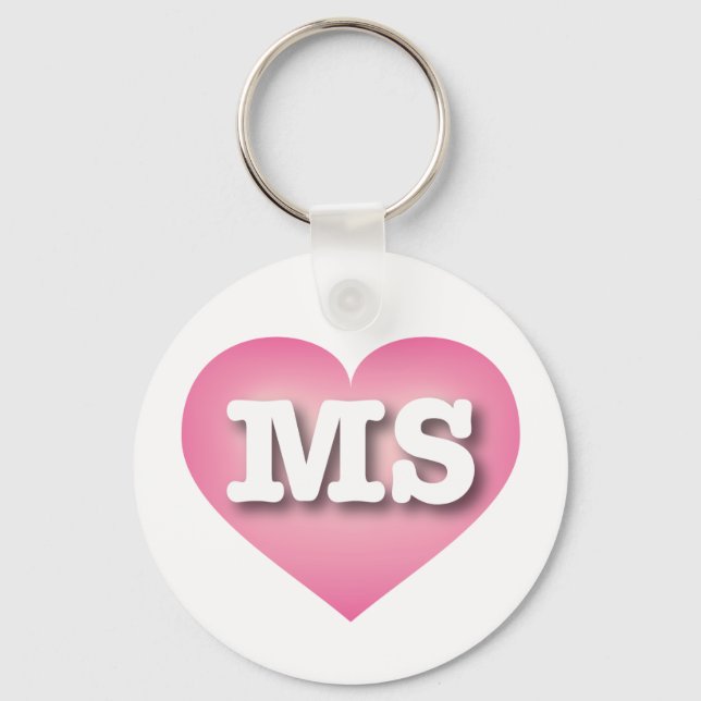 Mississippi Pink Fade Heart - I love MS Keychain (Front)