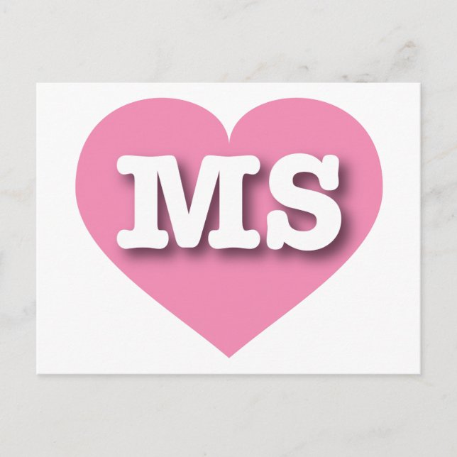 Mississippi Pink Heart - I love MS Postcard (Front)