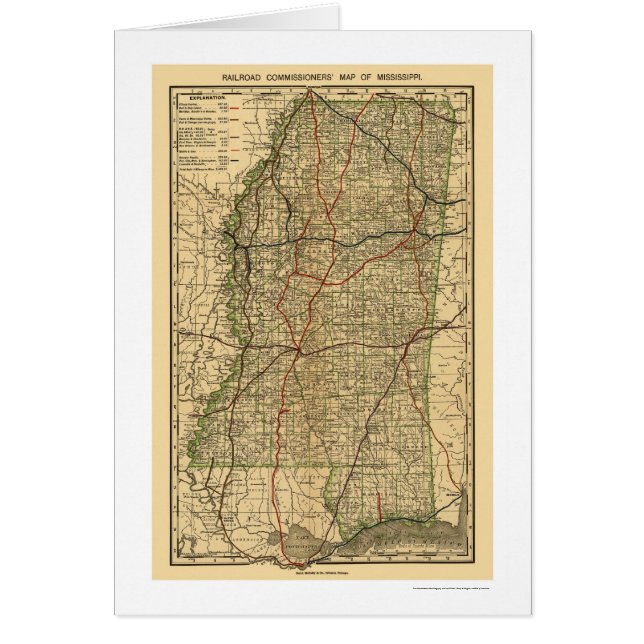 Mississippi Railroad Map 1888 (Front)