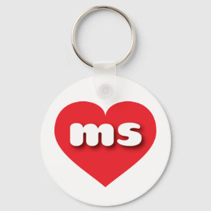 Mississippi red heart - I love ms Keychain