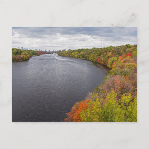 mississippi river and wooded banks in minneapolis postcard