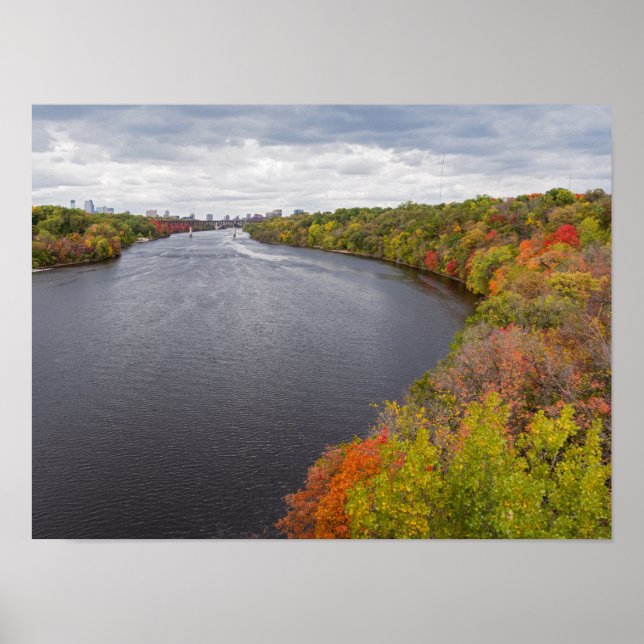 mississippi river and wooded banks in minneapolis poster (Front)