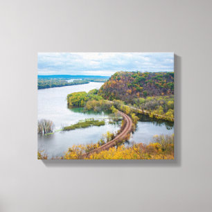 Mississippi River and Wooded Bluffs Canvas Print