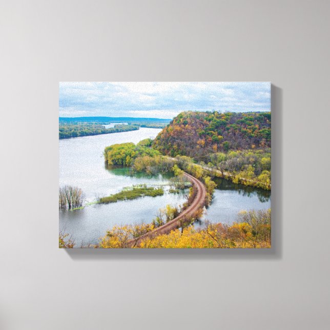 Mississippi River and Wooded Bluffs Canvas Print (Front)