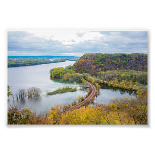 Mississippi River and Wooded Bluffs Photo Print