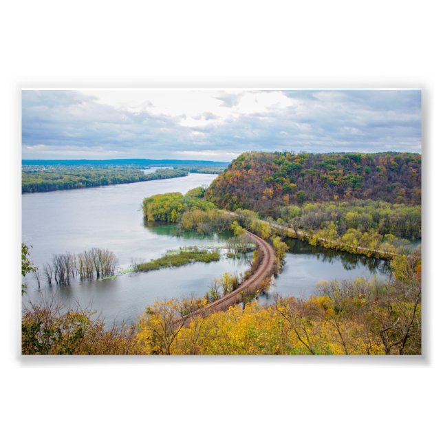 Mississippi River and Wooded Bluffs Photo Print (Front)