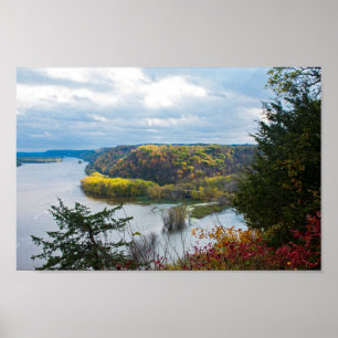 Mississippi River and Woodlands During Autumn Poster