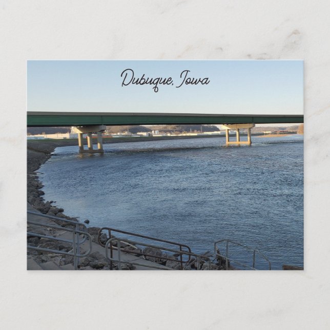 Mississippi River Bridge in Dubuque Iowa Postcard (Front)