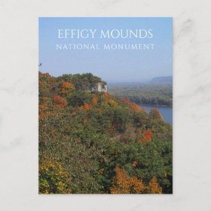 Mississippi River, Fall Foliage, Effigy Mounds, IA Postcard