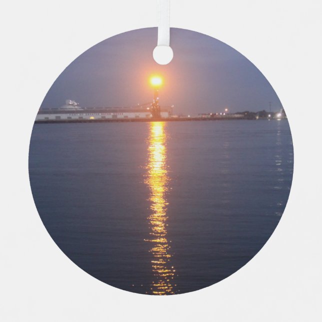 Mississippi River Sunrise Metal Ornament (Front)