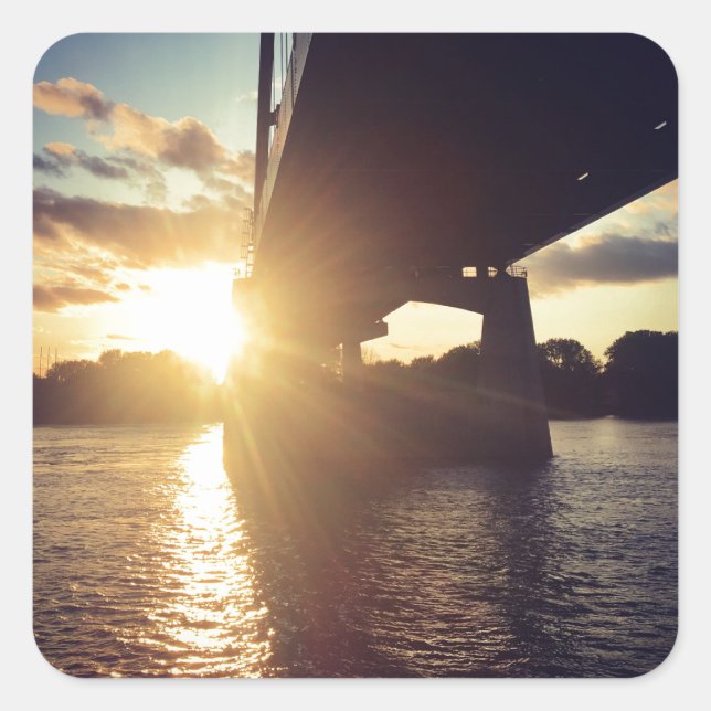 mississippi river sunset cruise square sticker (Front)