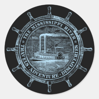 Mississippi River. Travels. Adventure. Discoveries Classic Round Sticker