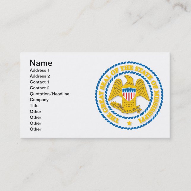 Mississippi seal business card (Front)