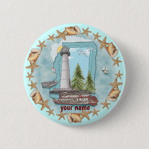 Mississippi Shells Lighthouse 2 Inch Round Button