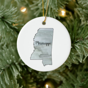 Mississippi State Illustration Ceramic Ornament