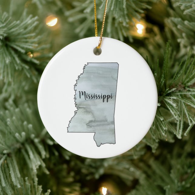 Mississippi State Illustration Ceramic Ornament (Tree)