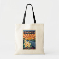 Mississippi State Illustration Travel Art Vintage