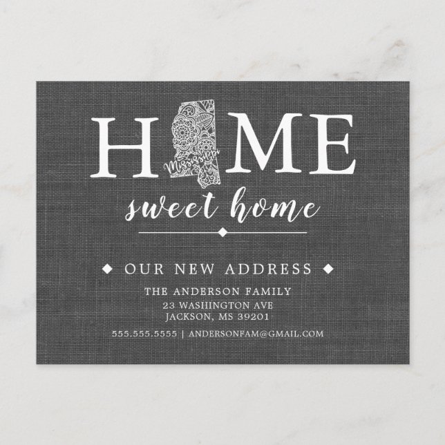 MISSISSIPPI State Moving Announcement Post Card (Front)