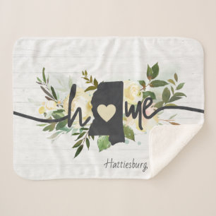 Mississippi State Personalized Home City Rustic Sherpa Blanket