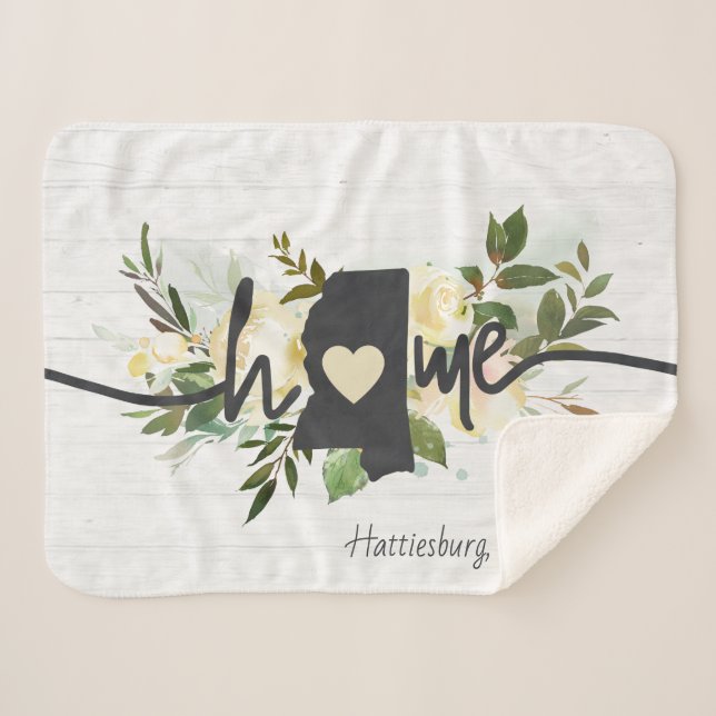 Mississippi State Personalized Home City Rustic Sherpa Blanket (Front (Horizontal))