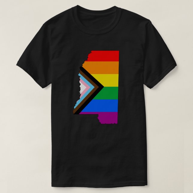 Mississippi State Pride LGBTQ Progress Pride T-Shirt (Design Front)