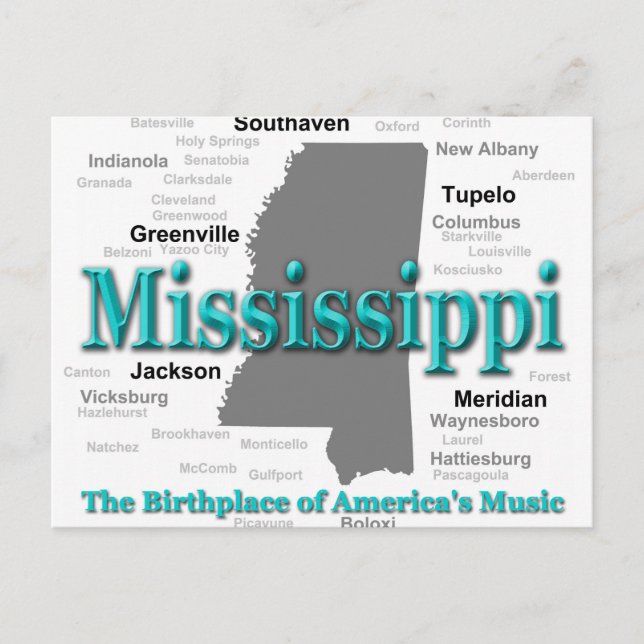 Mississippi State Pride Map Silhouette Postcard (Front)