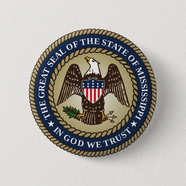 Mississippi state seal america republic symbol fla 2 inch round button (Front)