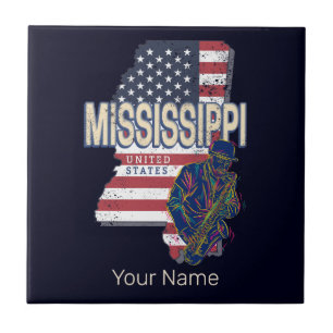Mississippi State United States Map Vintage USA Tile