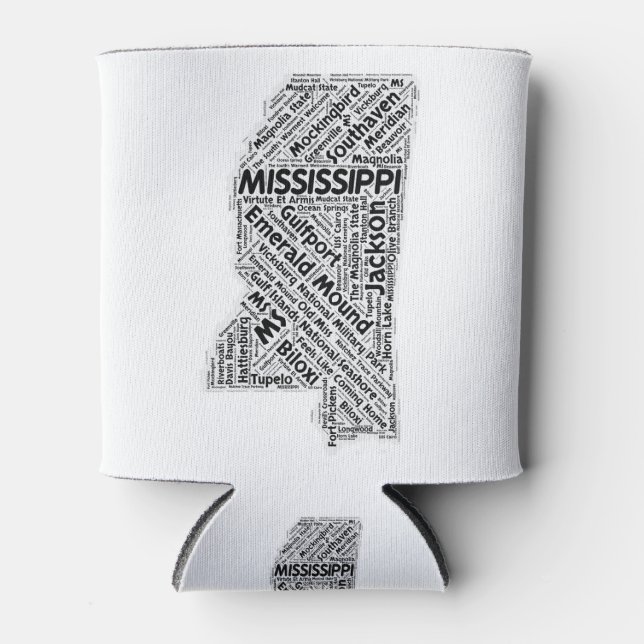 Mississippi State Word Cloud Can Cooler (Front)