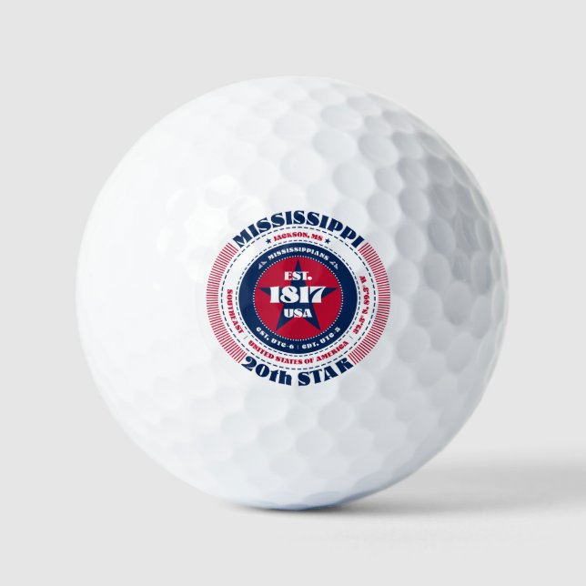 Mississippi Statehood Patriotic Gift Golf Balls (Front)