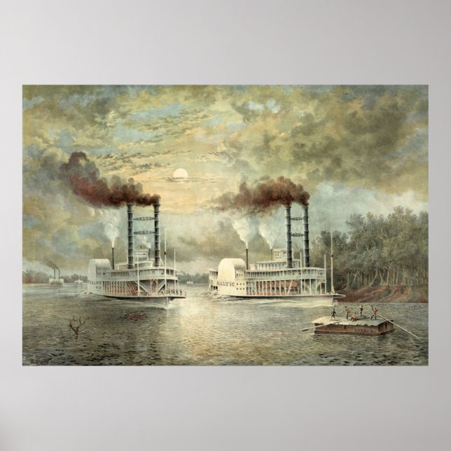 Mississippi Steamboat Race 1859 Poster (Front)