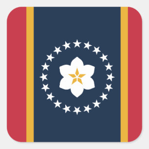 Mississippi: The Magnolia US State Flag Square Sticker
