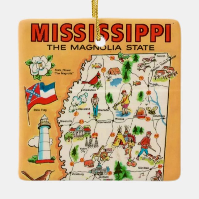 Mississippi Vintage Map  Ceramic Ornament (Front)