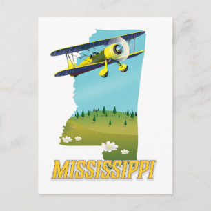 Mississippi Vintage Map travel poster print. Postcard