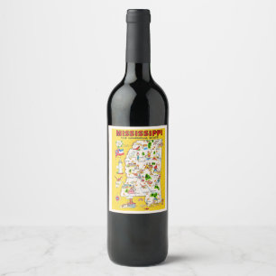 Mississippi Vintage Map Wine Label