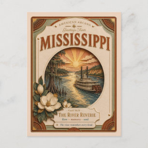 Mississippi Vintage Paper Cut American Arcana Postcard