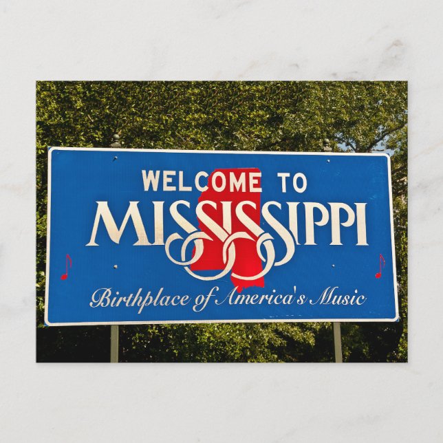 Mississippi Welcome Sign Postcard (Front)