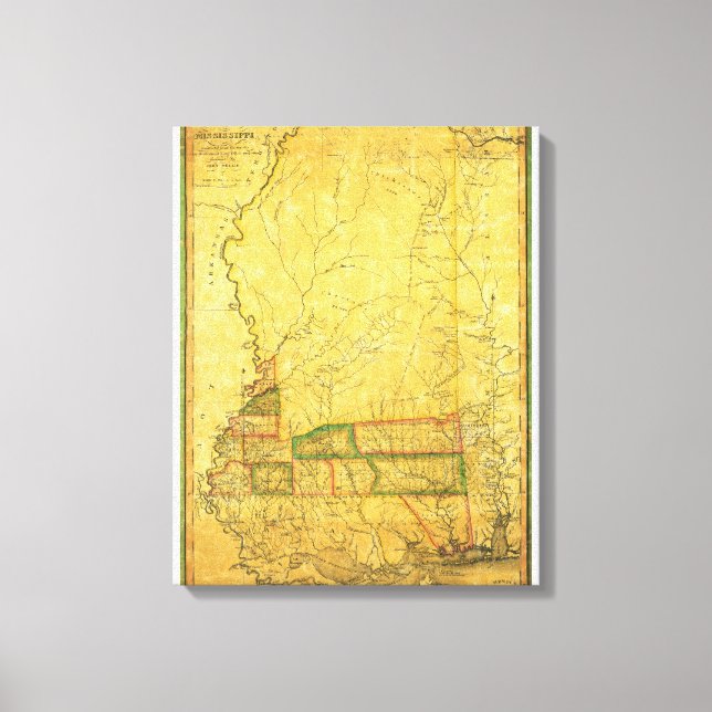 MississippiPanoramic MapMississippi Canvas Print (Front)