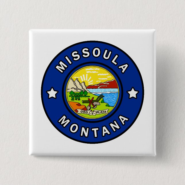 Missoula Montana 2 Inch Square Button (Front)