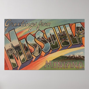 Missoula, Montana - Large Letter Scenes Poster