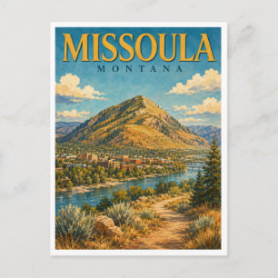 Missoula Montana Mount Sentinel GeoSaga Postcard