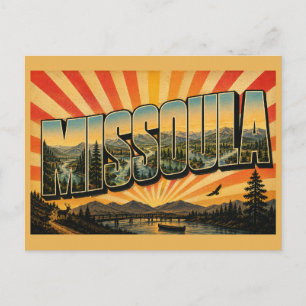 Missoula Montana Rivers Mountains Forests Art Postcard