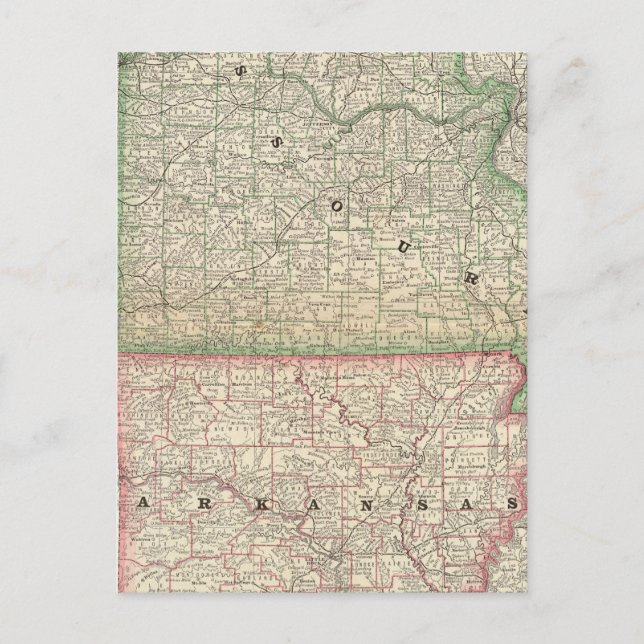 Missouri and Arkansas Postcard (Front)