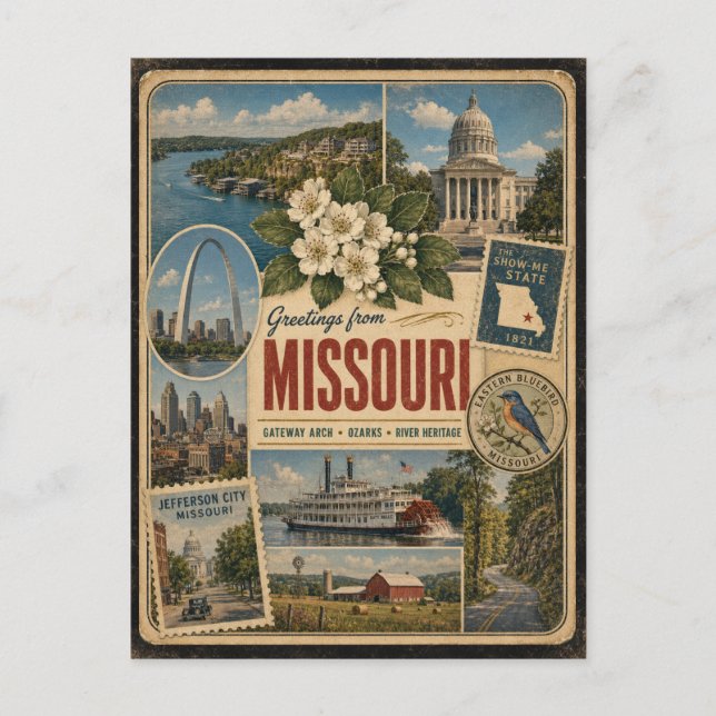 Missouri Authentic Vintage Style Postcard (Front)