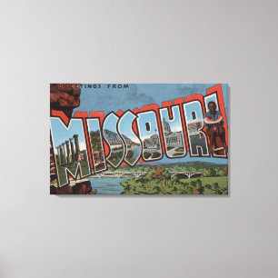 Missouri (Bridge View) - Large Letter Scenes Canvas Print