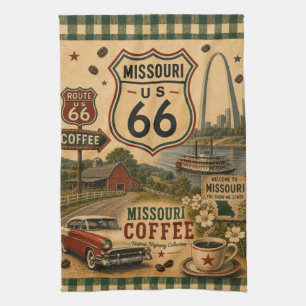 Missouri Classic Car Coffee Americana Kitchen Towel