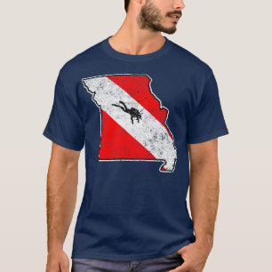 Missouri Dive Flag Scuba Diving State Map Dive Fla T-Shirt