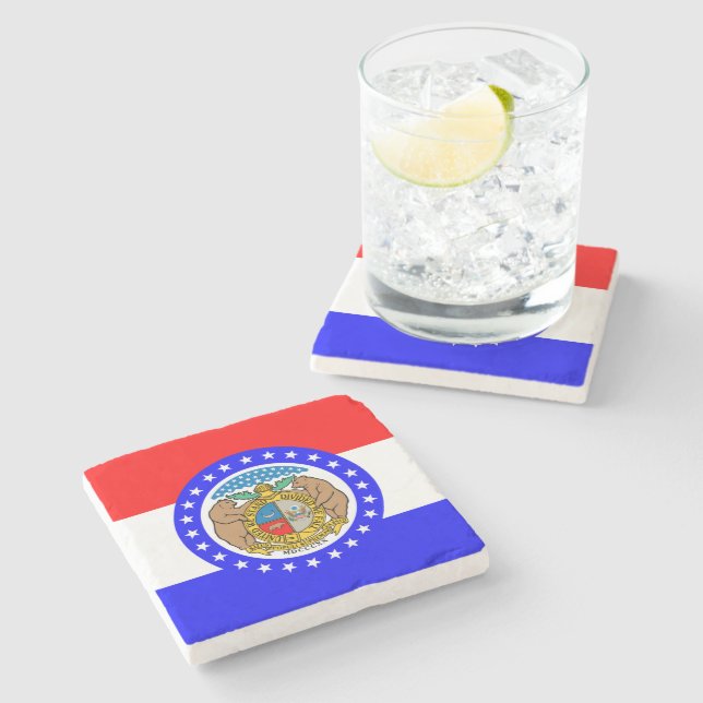 Missouri flag stone coaster (Side)