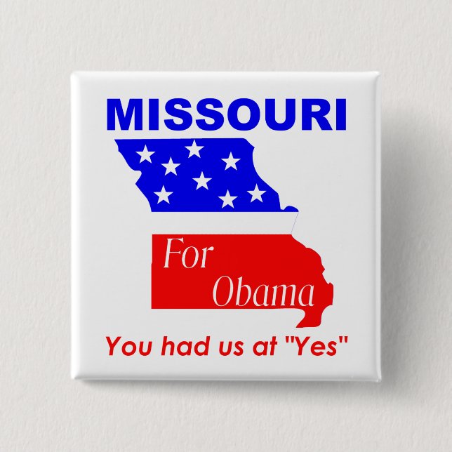 Missouri for Obama 2 Inch Square Button (Front)